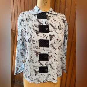 Marla Duran Western Rodeo Print Button-Up Shirt Size L